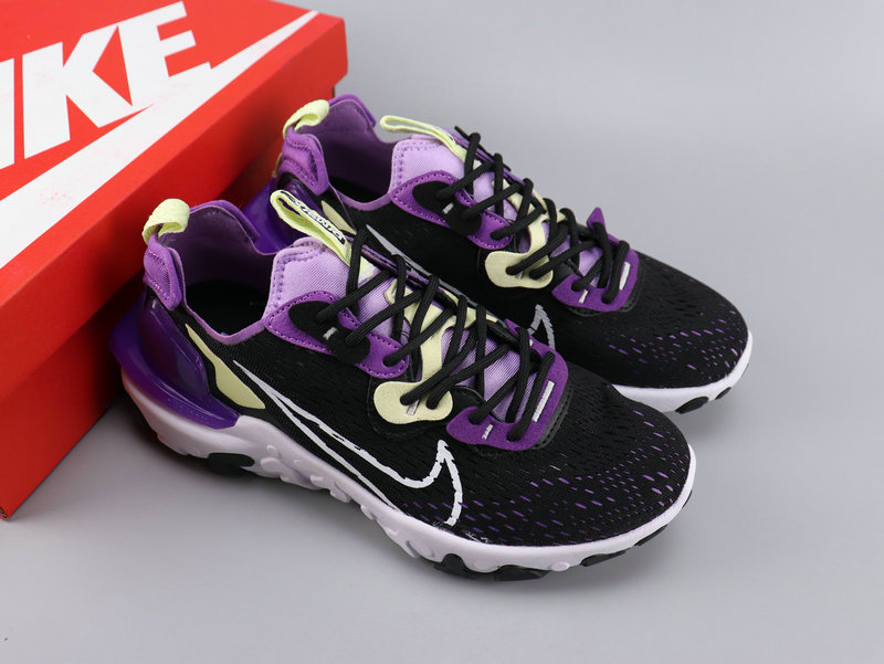 Women Nike React VISION Black Purple White Shoes